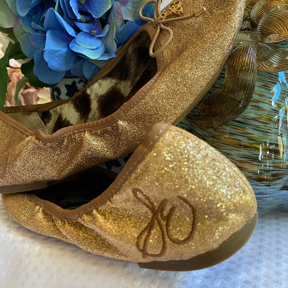 🎀HP2X🎉SAM EDELMAN🎀Girl’s Glitter & Bows Ballet Flats